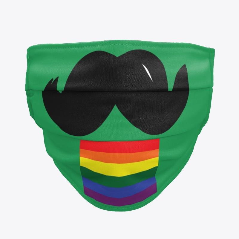 Cartoon Mustache Face Mask Pride